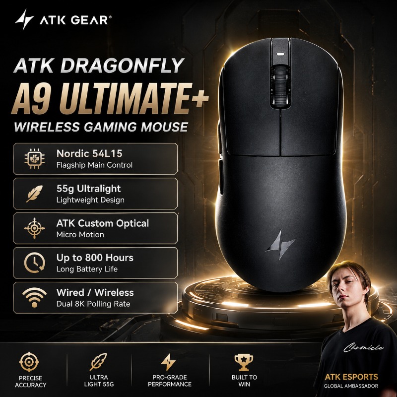 ATK Dragonfly A9 Ultimate+ Gam - Ultimate Esports Gaming ulasan dan harga
