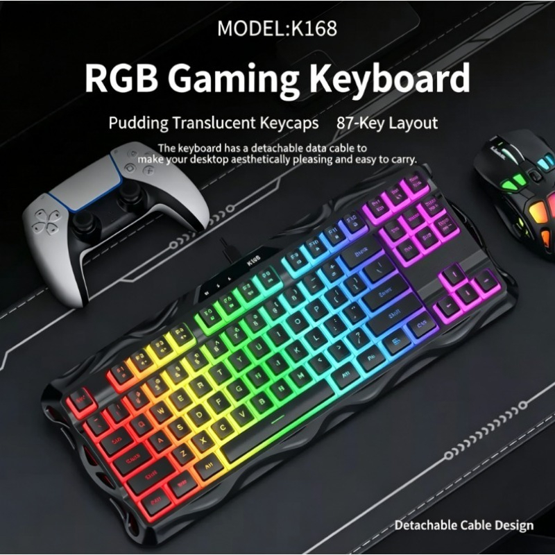 K168 87 Keys Wired Gaming Keyb - Esports Gaming Competition ulasan dan harga