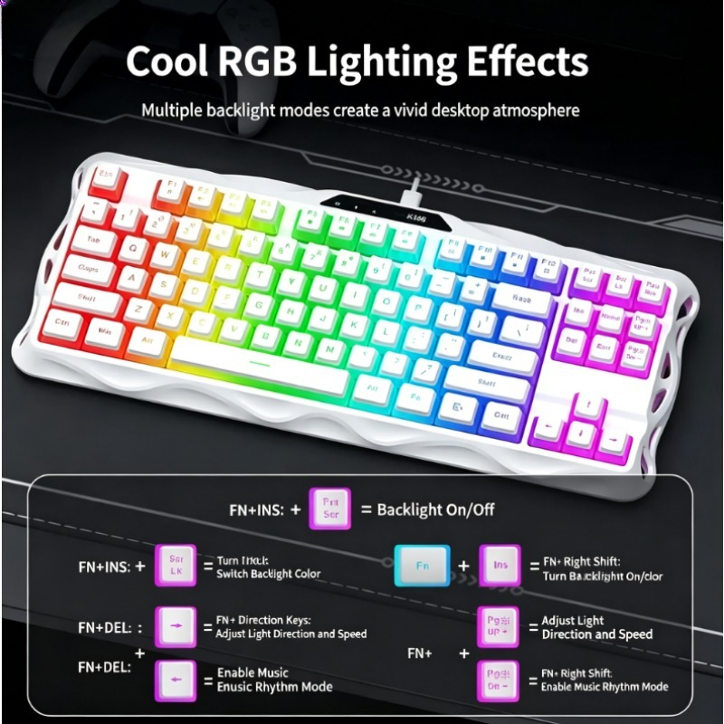 K168 87 Keys Wired Gaming Keyb - Esports Gaming Competition ulasan dan harga